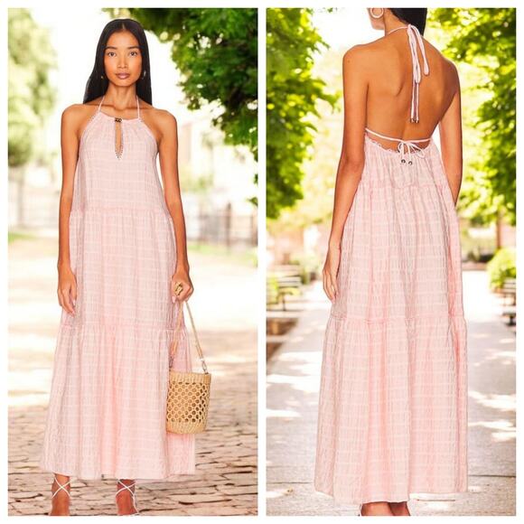 Tularosa Julianna Maxi Dress Pink Gingham Checkered Small - Picture 1 of 6